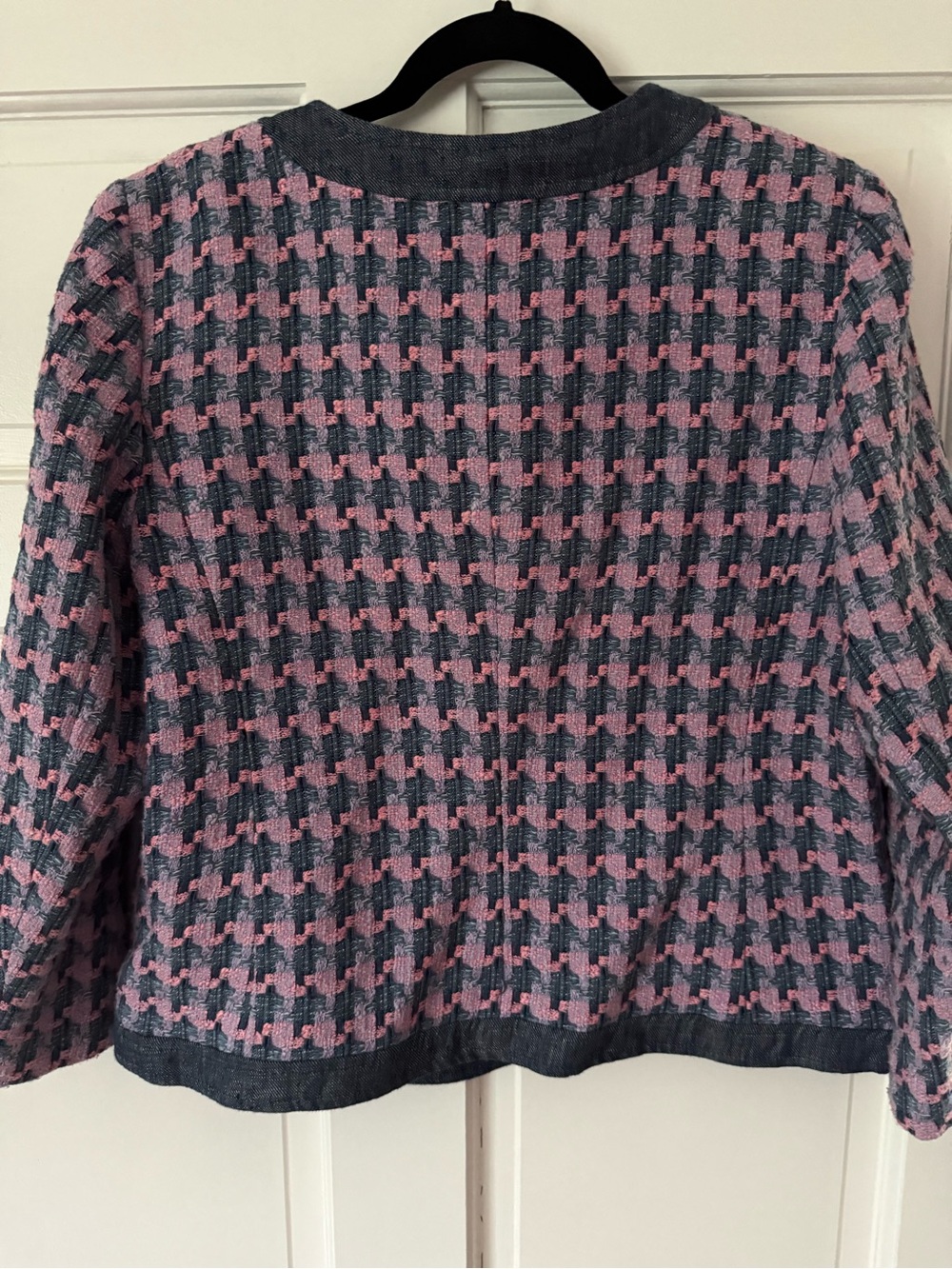 Talbots Denim Trim Basket Tweed Jacket Pink & Blue - Picture 3 of 4